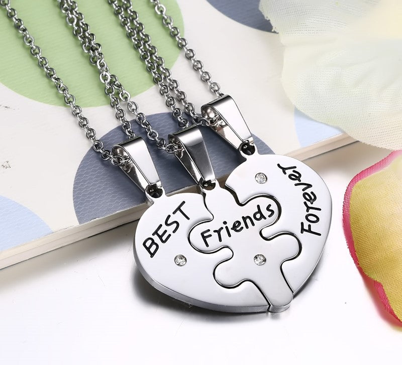 Stainless Steel Pendant Friendship Necklaces for 3