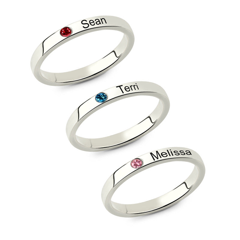 Birthstone Customized Lettering and Personalized Name Ring