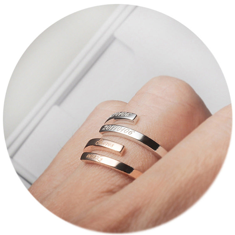 Personalized Name Ring - Custom Stacking Ring - Skinny Engraving Nameplate Ring