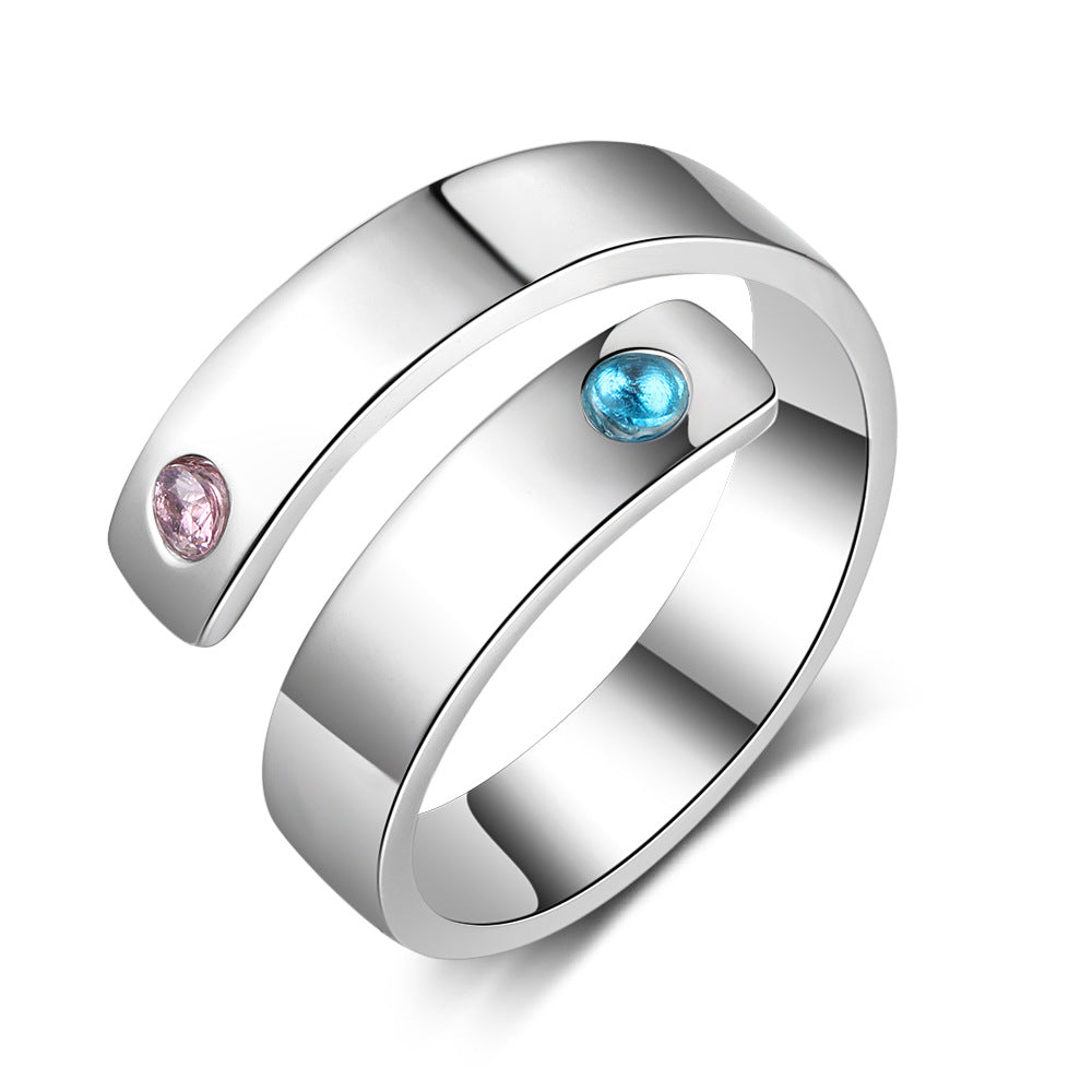 Stainless Steel Birthstone Rings, Custom Made Silver Birthstone Ring, Family Gemstone Jewelry