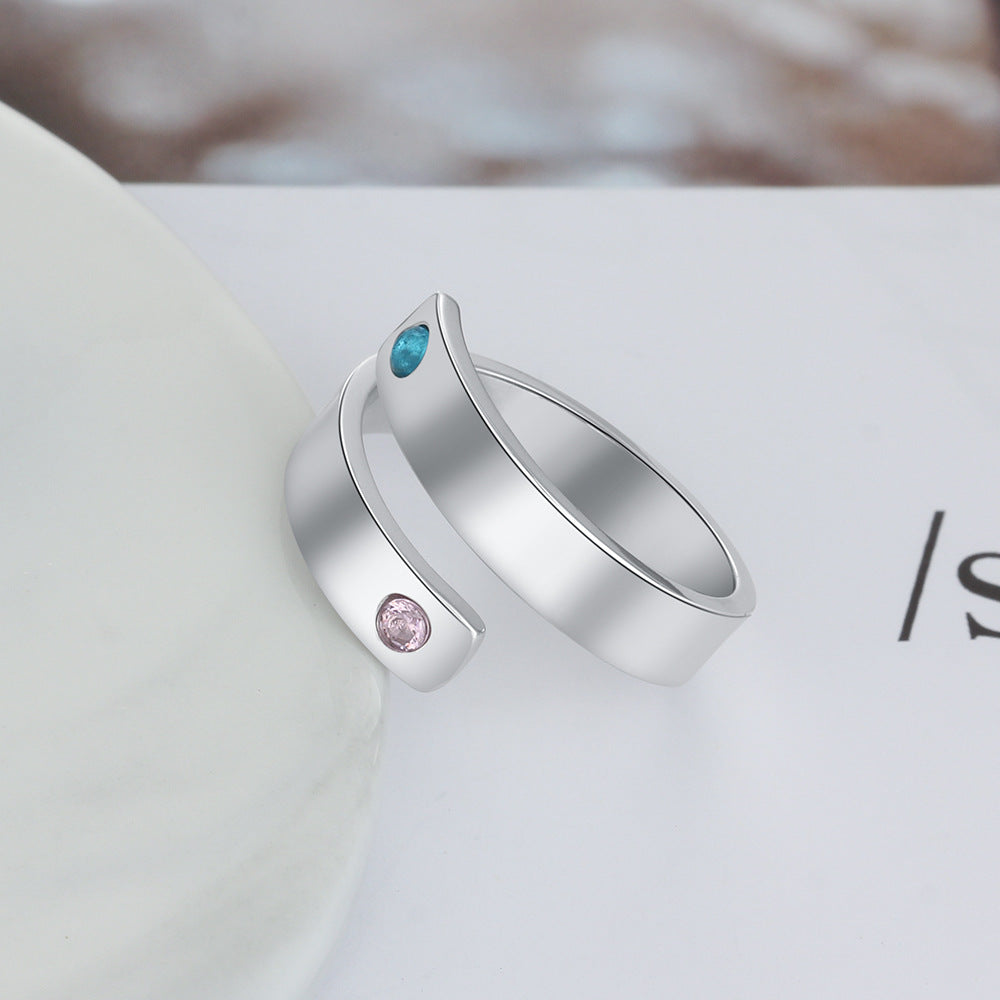 Stainless Steel Birthstone Rings, Custom Made Silver Birthstone Ring, Family Gemstone Jewelry