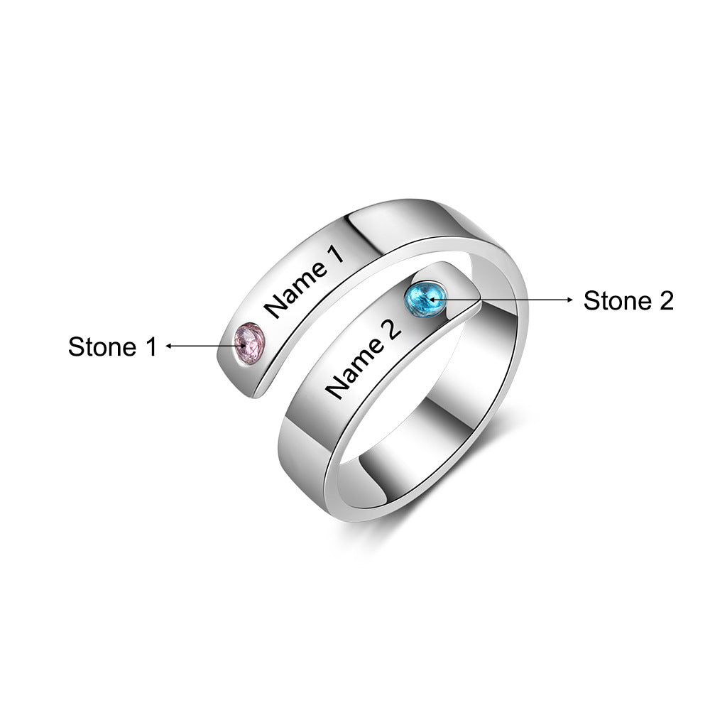 Stainless Steel Birthstone Rings, Custom Made Silver Birthstone Ring, Family Gemstone Jewelry