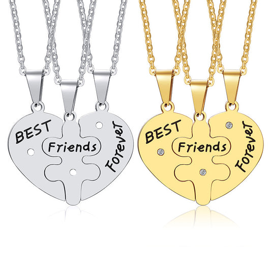 Stainless Steel Pendant Friendship Necklaces for 3