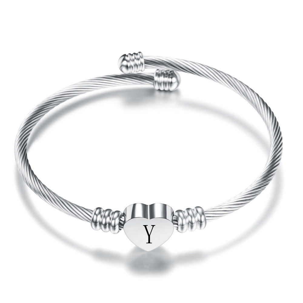 Personalized First Name Letter Stainless Steel Bangle