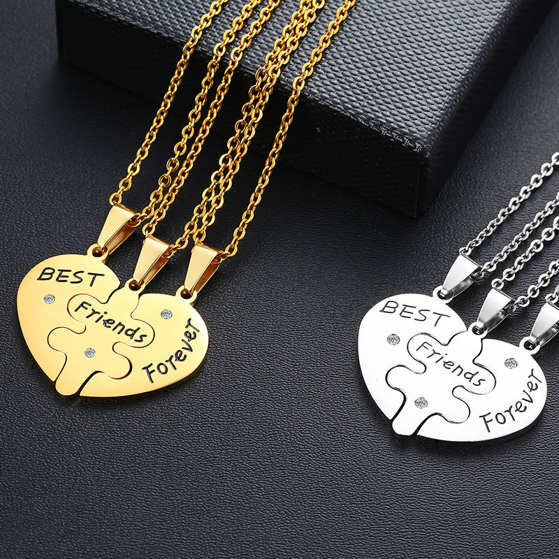 Stainless Steel Pendant Friendship Necklaces for 3