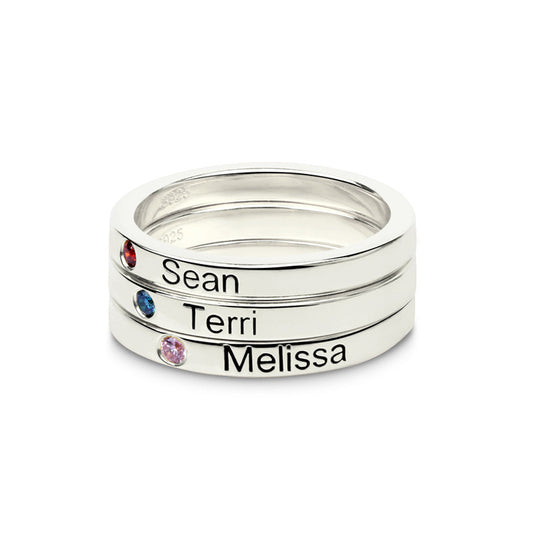 Birthstone Customized Lettering and Personalized Name Ring