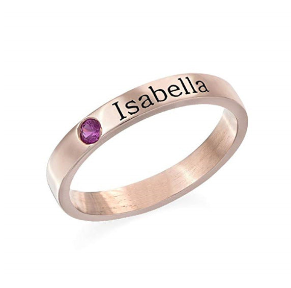 Birthstone Customized Lettering and Personalized Name Ring