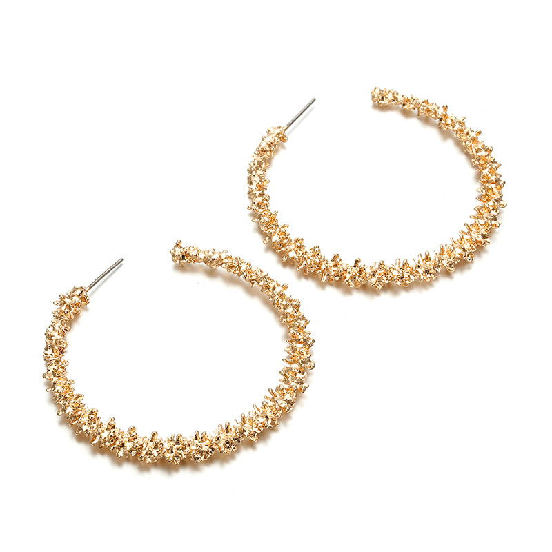 Fancy Sparkling Style Circle Burr Earrings