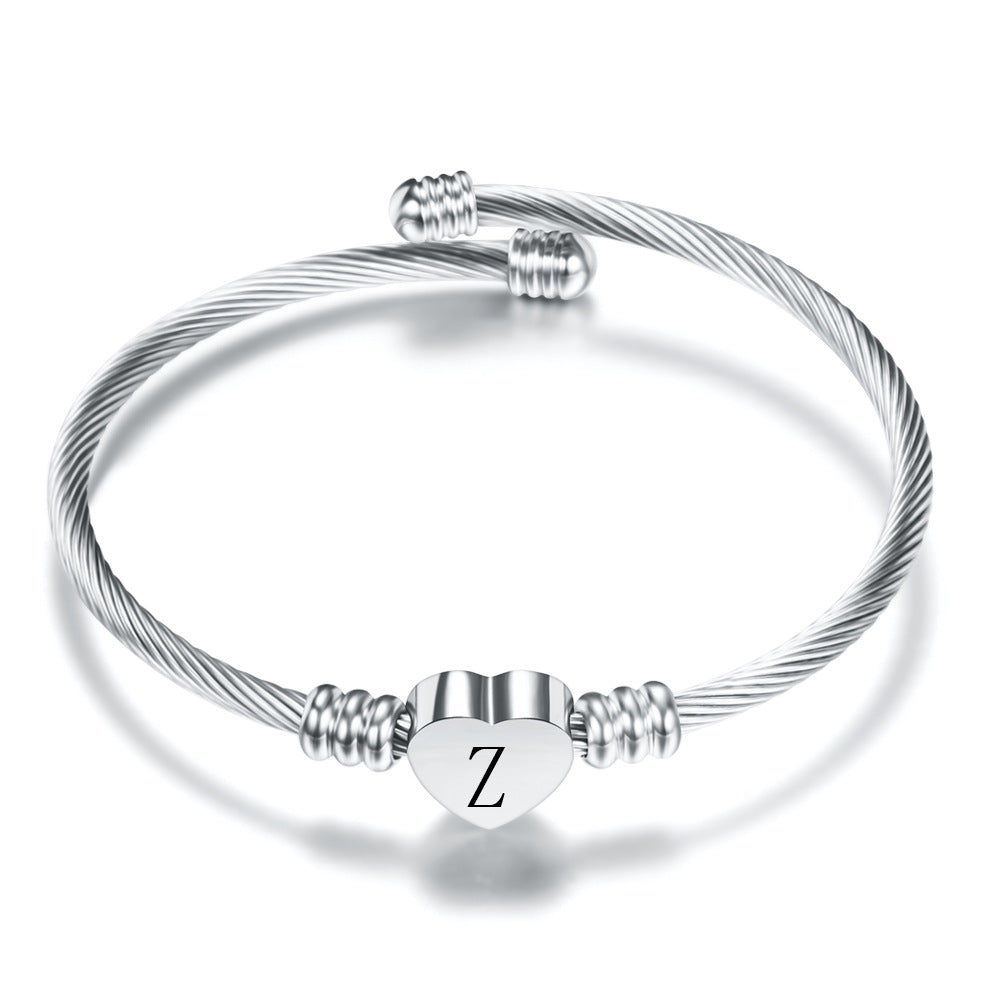 Personalized First Name Letter Stainless Steel Bangle