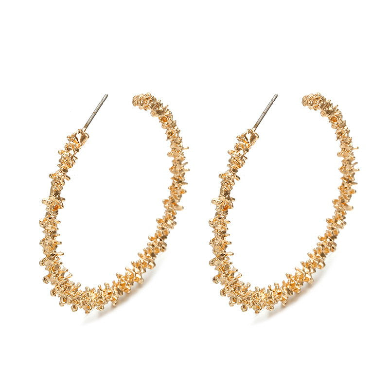 Fancy Sparkling Style Circle Burr Earrings