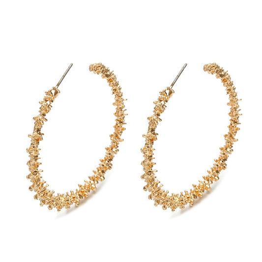 Fancy Sparkling Style Circle Burr Earrings