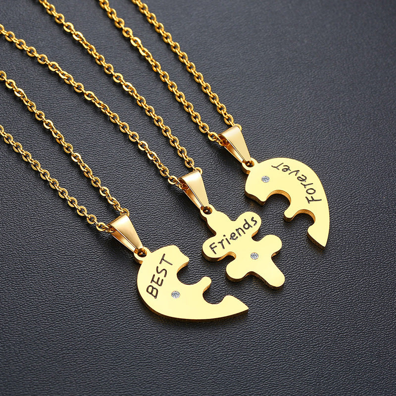 Stainless Steel Pendant Friendship Necklaces for 3