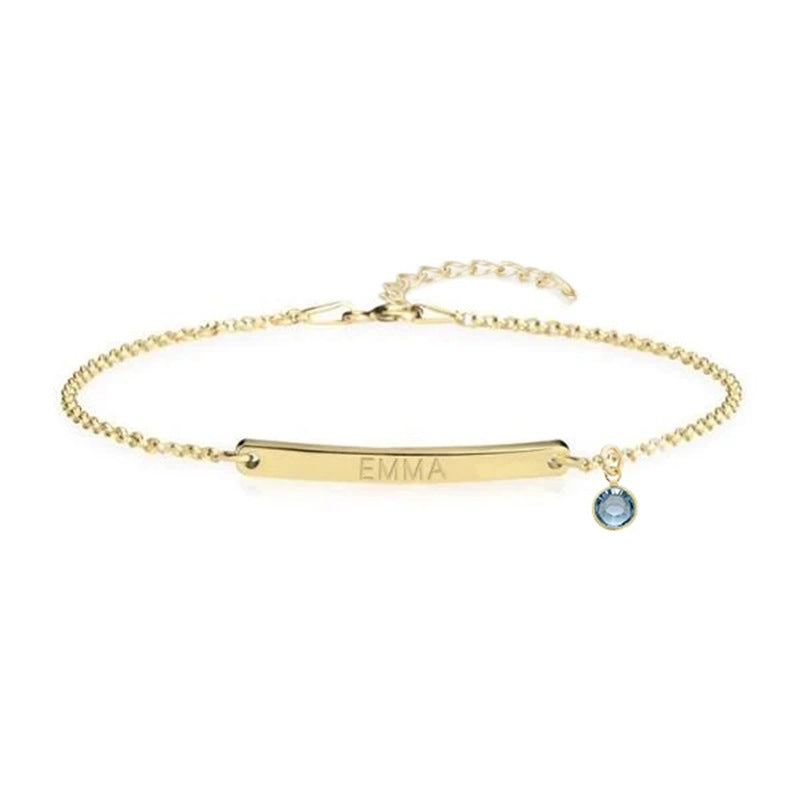 Gold Personalized Custom Name and Birthstone Bracelet