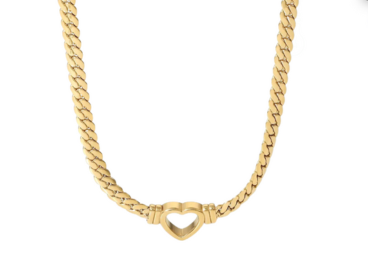 14k Hollow Heart Pendant Necklace