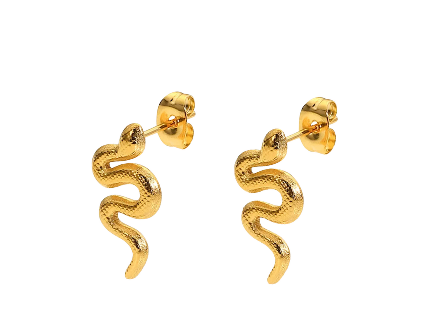 Stainless Steel Gold Plated Twist Snake Stud Earrings