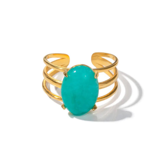 Natural Stone Oval Amazonite Ring