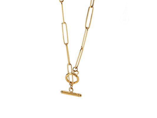 Toggle Clasp 18k Buckle Paperclip Necklace