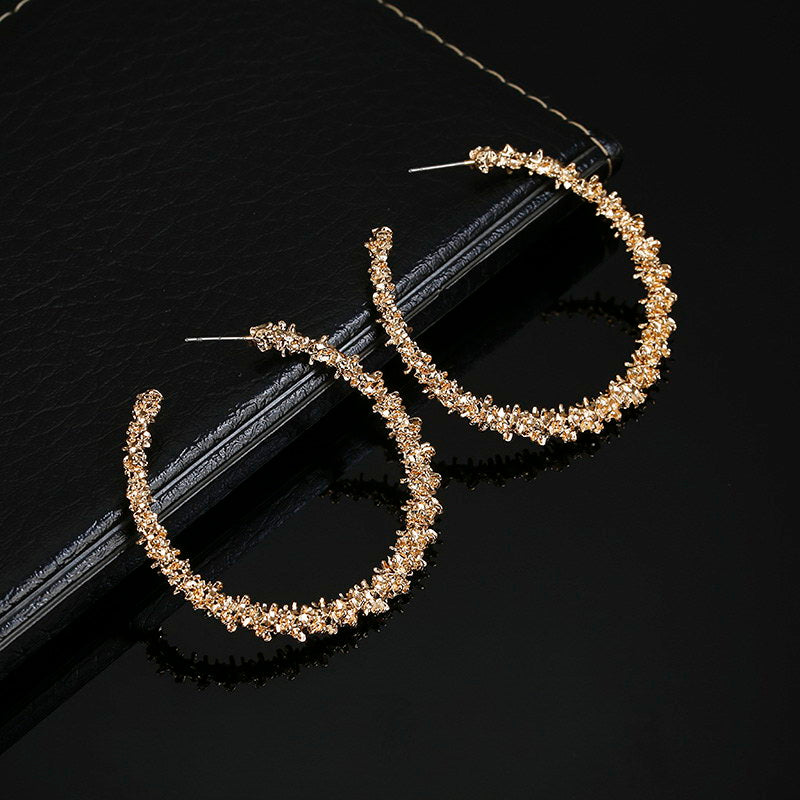 Fancy Sparkling Style Circle Burr Earrings