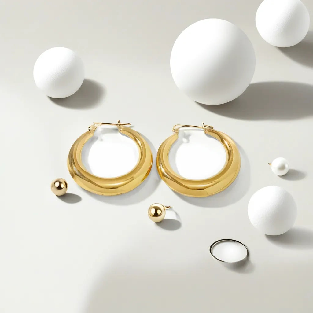 Stainless Steel Moon 18k Gold Plated Hoop Earrings